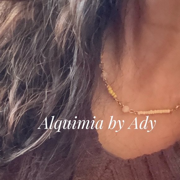 Beaded chain citrine choker minimalist necklace - Picture 2 of 6